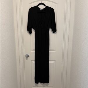 Black Maxi V Neck Dress
